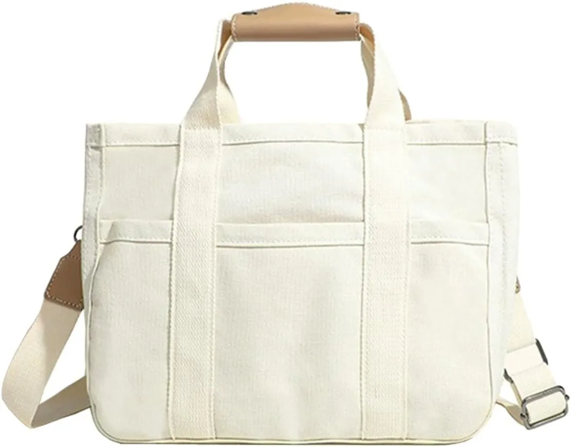 Tote Bag for Women,Canvas Crossbody Tote Bag with Multi Pockets,Everything Trendy Shoulder Handbag