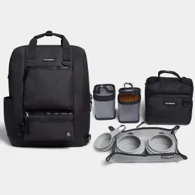Ultimate Dog Travel Bundle Small 7-Piece Bistro Box Dog Food Travel Kit & Porter Dog Gear Backpack in Graphite