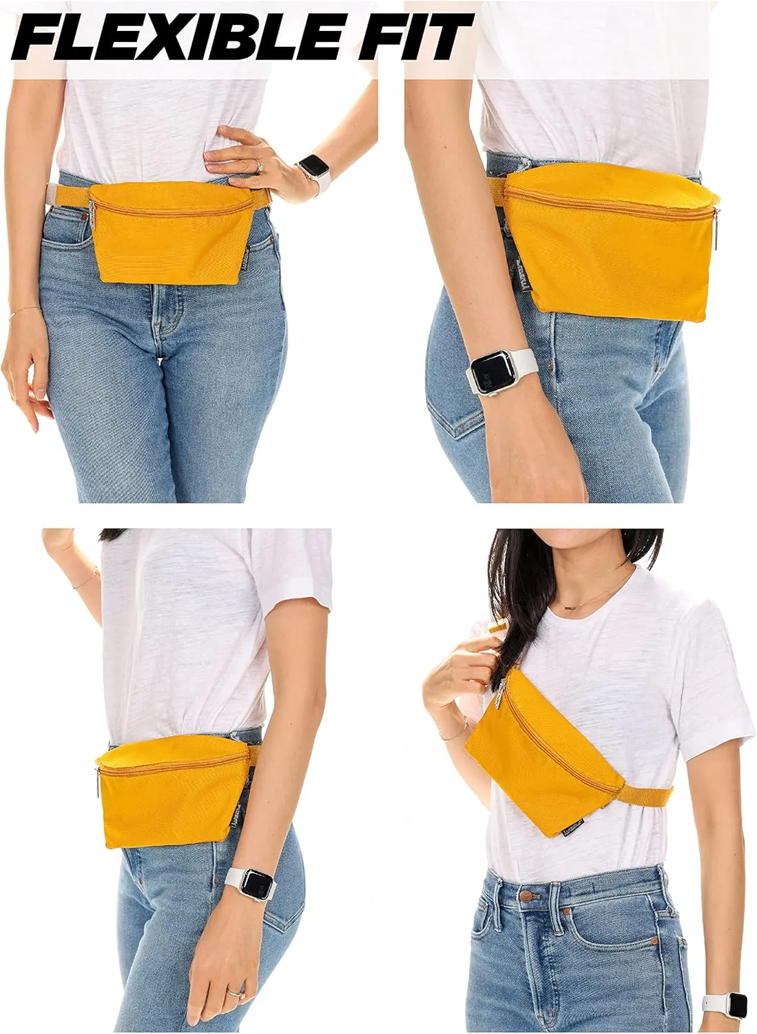 Ultra Slim Fanny Packs for Women  80s/90s Recycled RPET Bum Bag  Unisex Crossbody Waist Belt Bag for Travel, Festivals, Sports & Daily Use  Waist Belt Bag for Women | Mustard