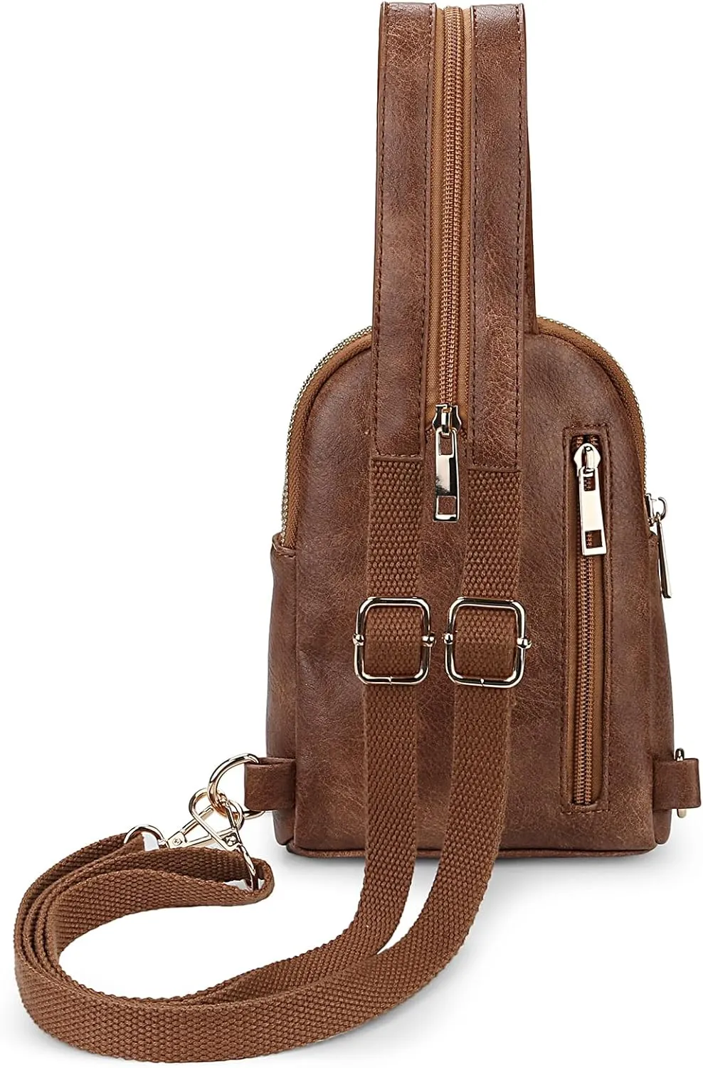 Uromee Sling Bag for Women Crossbody Purse Vegan Leather Fashion Fanny Pack Chest Bag Convertible Small Backpack