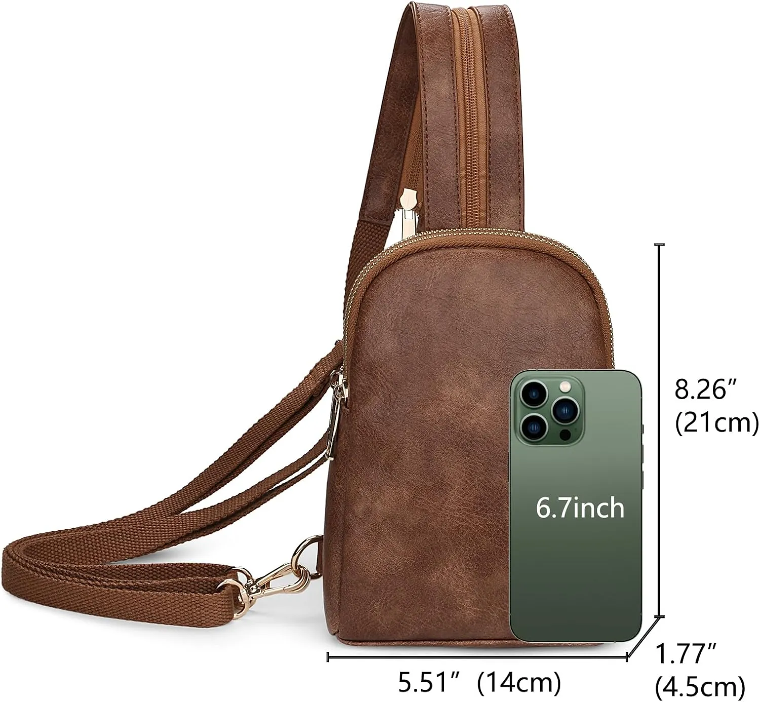 Uromee Sling Bag for Women Crossbody Purse Vegan Leather Fashion Fanny Pack Chest Bag Convertible Small Backpack