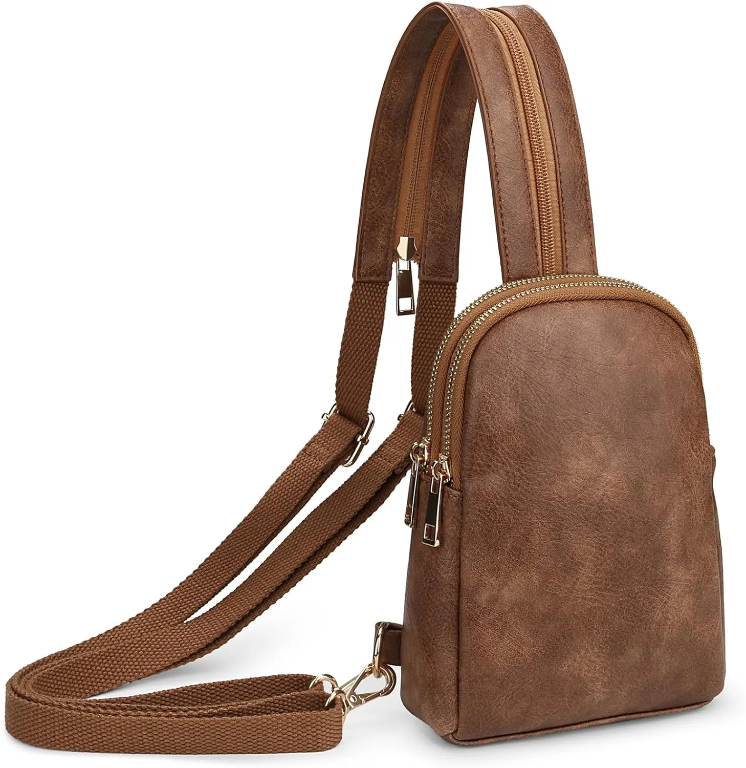 Uromee Sling Bag for Women Crossbody Purse Vegan Leather Fashion Fanny Pack Chest Bag Convertible Small Backpack