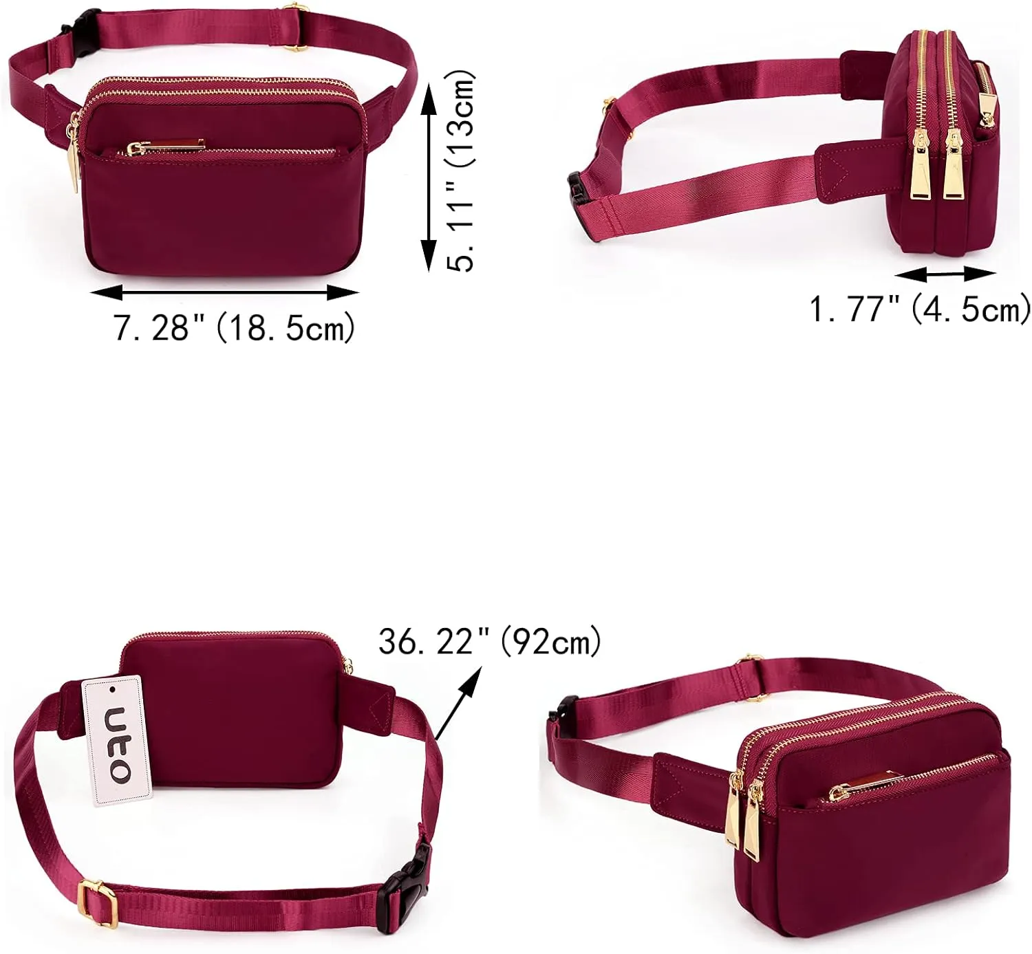 UTO Fanny Pack for Women Crossbody Trendy Fashion Belt Purse Chest Waist Hip Bumbag for Outdoor Shopping Travel Hiking
